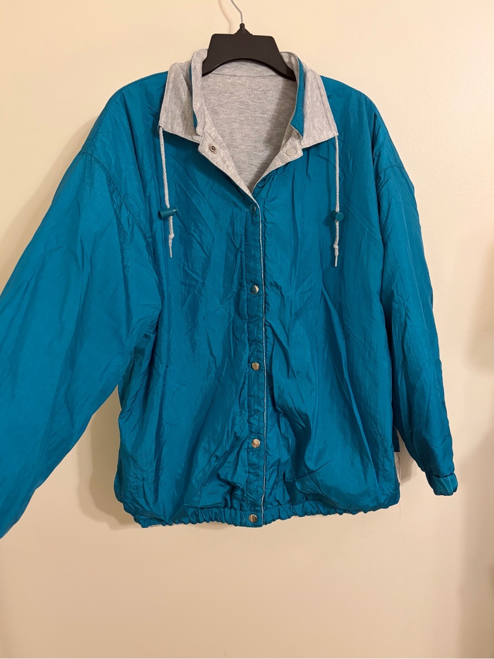 VINTAGE 80s Teal/Gray reversible Windbreaker Jacket size M